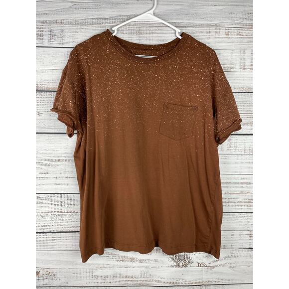 Chelsea DeBoer Lily Lottie Small Brown Bleach Splatter Short Sleeve Top Oversize - Picture 1 of 7